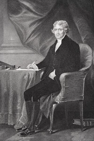 Thomas Jefferson 1743-1826. Third President Of The United States. Primary Author Of Declaration Of Independence. From Painting By Alonzo Chappel