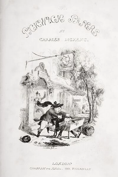 Title Page Illustgration From The Charles Dickens Novel The Pickwick Papers By H. K. Browne Known As Phiz
