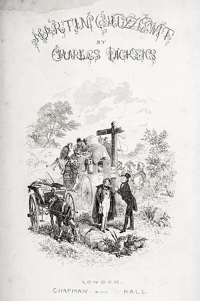 Title Page Illustration From The Charles Dickens Novel Martin Chuzzelwit By H. K. Browne Known As Phiz