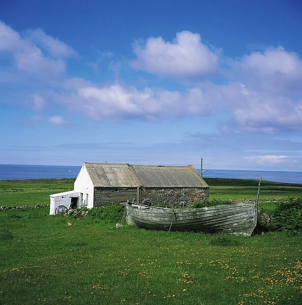 Tory Island, Co Donegal, Ireland, Cottage And Boat