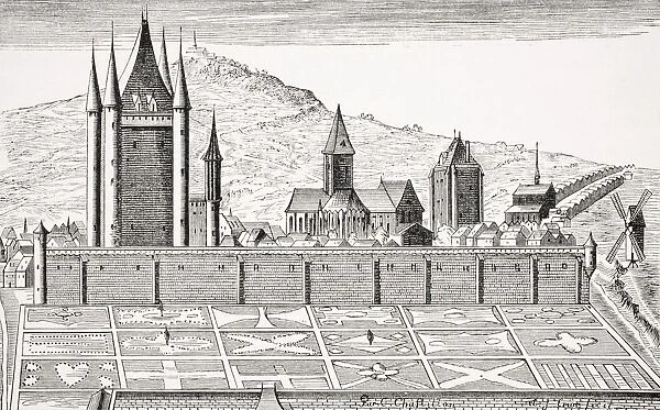 The Tower Of The Temple In Paris From An Engraving Of The Topography Of Paris