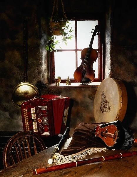 Traditional Musical Instruments, In Old Cottage, Ireland