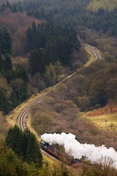 Train On Scenic Landscape, Yorkshire, England