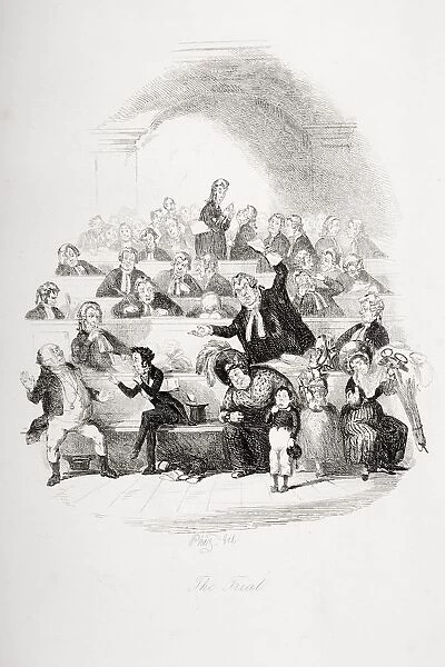 The Trial. Illustration From The Charles Dickens Novel The Pickwick Papers By H. K. Browne Known As Phiz