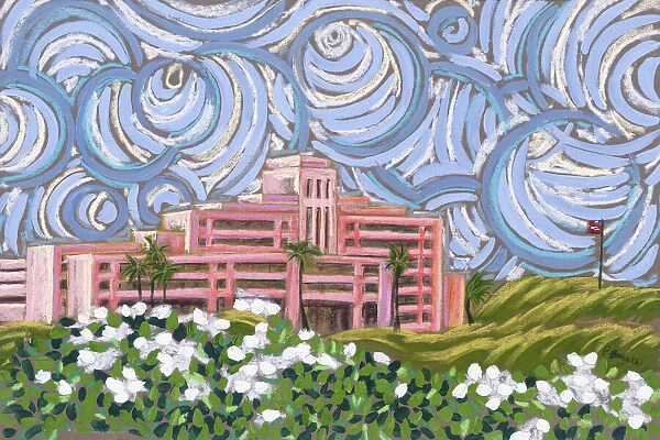 Trippin At Trippler, Hawaii, Oahu, Landscape Of Trippler Army Medical Center (Acrylic Painting)