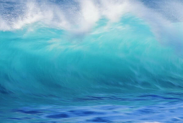 Turbulent Turquoise Wave With Windspray, Blurred