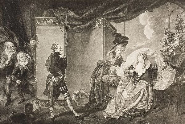 Twelfth Night, Or, What You Will. Act Iii. Scene Iv. OliviaA┼¢S Garden. Olivia, Maria And Malvolio. From The Boydell Shakespeare Gallery Published Late 19Th Century. After A Painting By John Henry Ramberg
