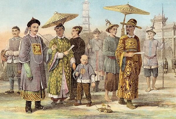 Typical Dress Of The Mongol Race - Chinese And Cochin Chinese From The Modern Cyclopedia Published By The Gresham Publishing Co London 1903