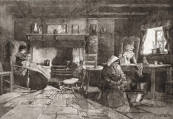 A typical fishermans cottage on the Isle of Man, 19th century. From The London Illustrated News, published 1881