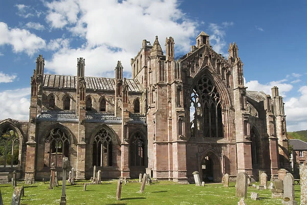 United Kingdom, Scotland, Melrose, Ruins of the Melrose Abbey, Founded by monks in 1136