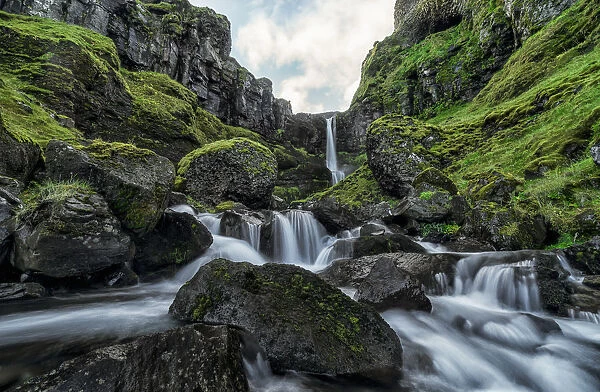 An Unnamed Stream Flows Over A Cliff Face Creating A Beautiful Waterfall After A Period Of Heavy Rains; Iceland