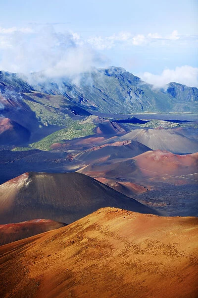 USA, Hawaii, Haleakala Crater; Maui, Volcanic landscape of Haleakala National Park