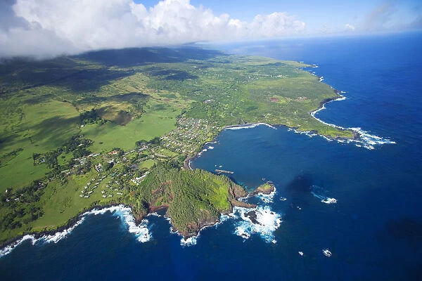 USA, Hawaii, Maui, Aerial view of town; Hana