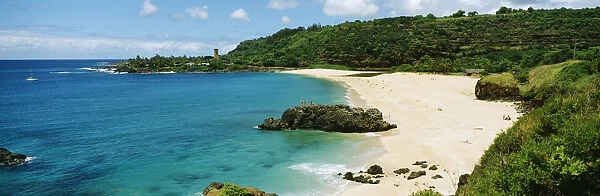 USA, Hawaii, Oahu, View Of Beach And Ocean; Waimea Bay