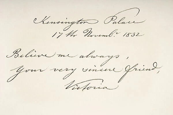 Victoria Maria Louisa Duchess Of Kent And Strathearn, 1786 To 1861. Mother Of Queen Victoria. Hand Writing Sample