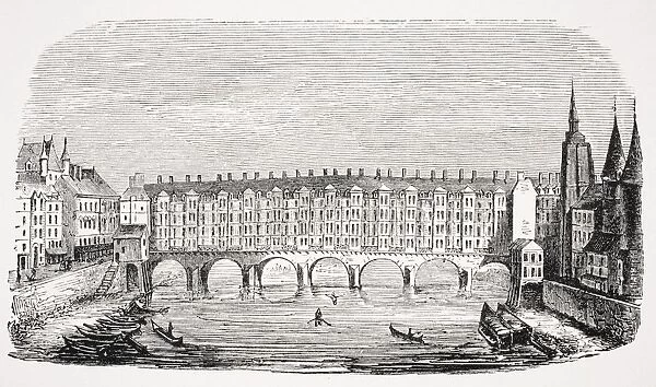 View Of The Ancient Pont Aux Changeurs From An Engraving Of The Topography Of Paris
