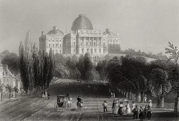 View Of The Capitol Building At Washington Usa From A 19Th Century Print Engraved By C J Bentley After W H Bartlett