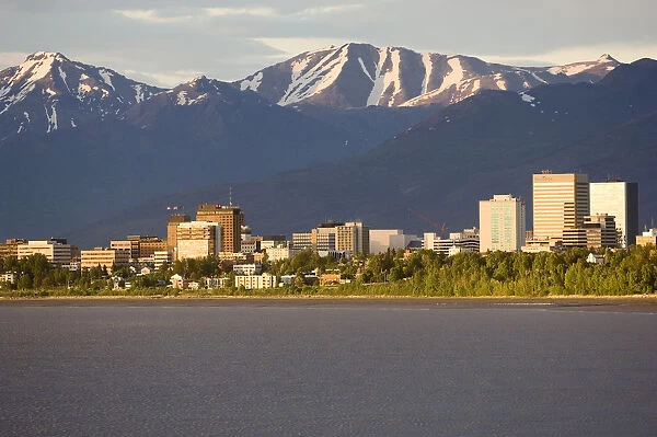 View Of Downtown Anchorage Skyline Spring Southcentral Alaska