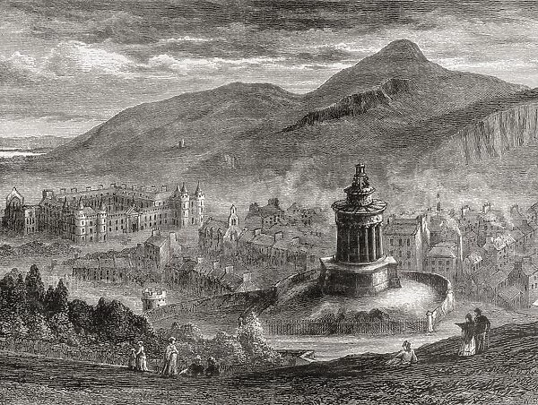 View Over Edinburgh, Scotland From The Burns Monument On Calton Hill. From The Book Scottish Pictures Drawn With Pen And Pencil By Samuel G. Green Published 1886