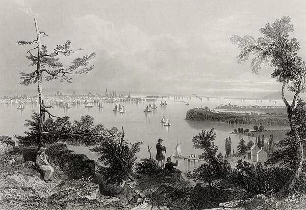 View Of New York From Weehawken Usa From A 19Th Century Print Engraved By R Wallis After W H Bartlett