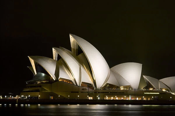 View of Opera House at night; Sydney Harbor