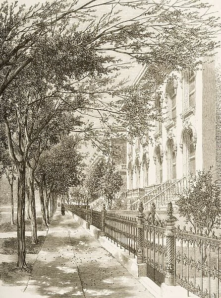 Wabash Avenue, Chicago, Illinois In 1870S. From American Pictures Drawn With Pen And Pencil By Rev Samuel Manning Circa 1880