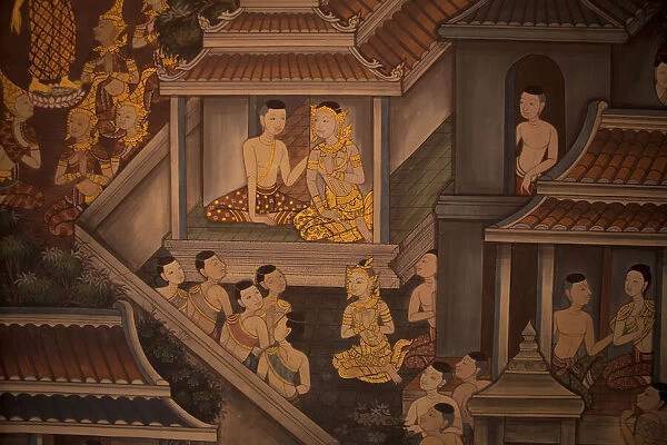 Wall mural detail in the Wat Pho temple in Thailand