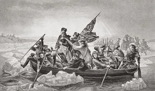 Washington Crossing The Delaware Near Trenton N. J. Christmas 1776. George Washington 1732-1799. First President Of The United States Engraved By F. Merckel After E. Leutze. From The Book 'Illustrations Of English And Scottish History'Volume Ii