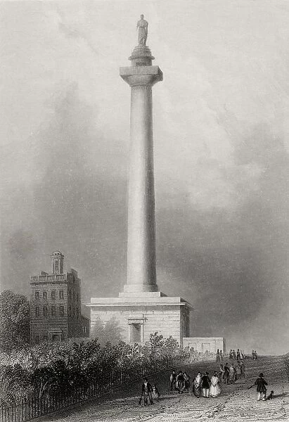 Washingtons Monument Baltimore Usa George Washington 1732-1799 First President Of The United States From A 19Th Century Print Engraved By D Thompson After W H Bartlett