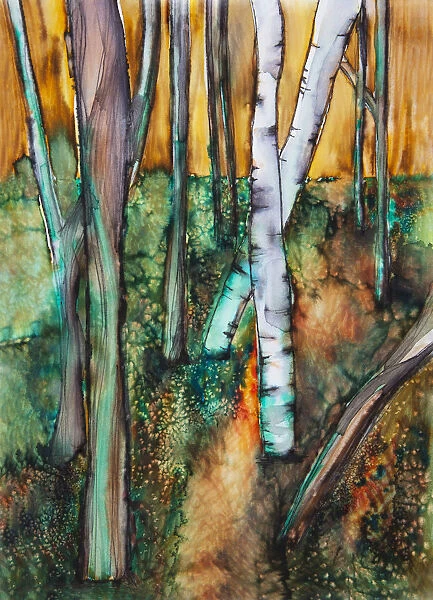 Watercolor Painting Of A Colorful Forest
