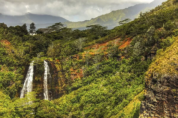 Waterfall on the island of Kauai; Kauai, Hawaii, United States of America