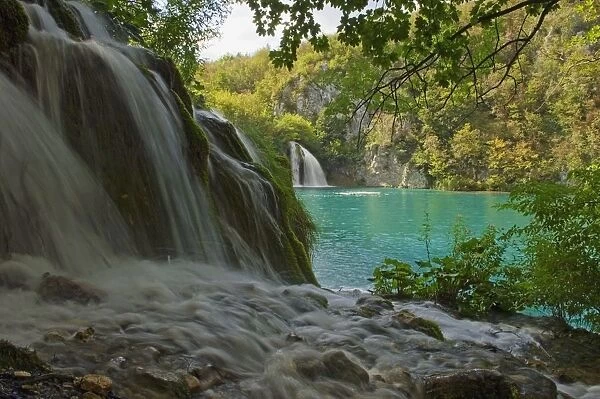 Waterfall At Plitvice National Park In Croatia