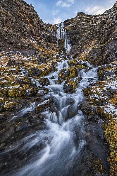 Waterfall along the road in Iceland