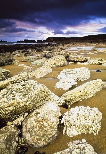 White Park Bay, County Antrim, Ireland; Boulders Along The Beach