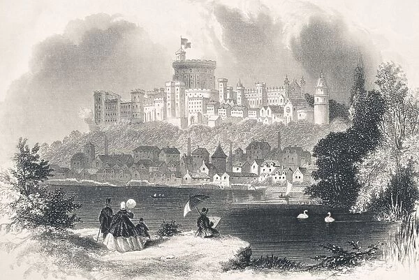 Windsor Castle England In The 19Th Century From The National And Domestic History Of England By William Aubrey Published London Circa 1890