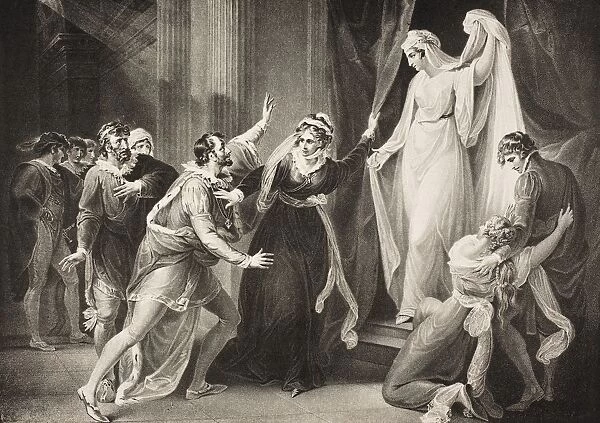 The WinterA┼¢S Tale. Act V. Scene Iii. A Chapel In PaulinaA┼¢S House. Leontes, Polixenes, Florizel, Perdita, Camillo, Paulina, Lords And Attendants. Hermione As A Statue. From The Boydell Shakespeare Gallery Published Late 19Th Century. After A Painting By William Hamilton
