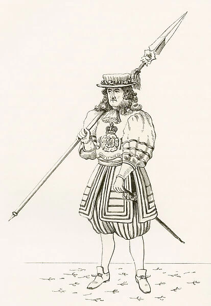 Yeoman Of The Guard, C. 1687. From The British Army: Its Origins, Progress And Equipment, Published 1868