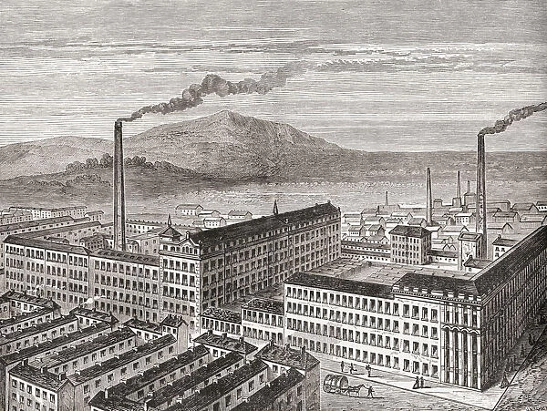 York Street Mill, Belfast, Northern Ireland C. 1880. The Original Cotton Mill, Founded By Alexander Mullholland, Burned Down In 1828 And Was Rebuilt As A Flax Mill. From Cities Of The World, Published C. 1893