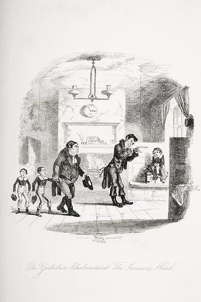 The Yorkshire Schoolmaster At The Saracens Head. Illustration From The Charles Dickens Novel Nicholas Nickleby By H. K. Browne Known As Phiz