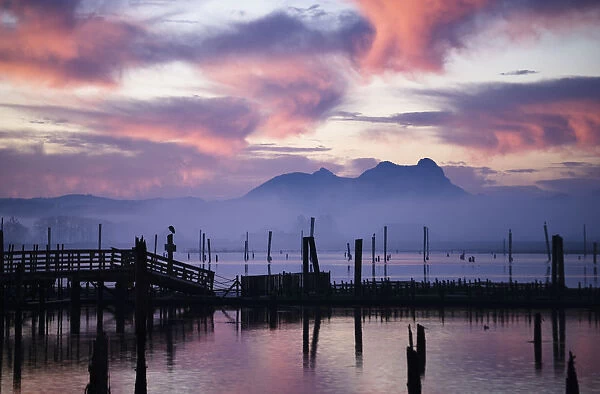 Youngs Bay And Saddle Mountain; Astoria, Oregon, United States Of America