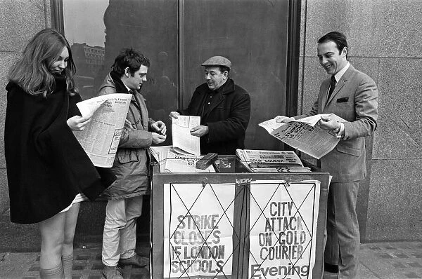 Actor David Jason outside ATV Thames, buying a newspaper. 6th February 1969