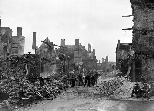 Bomb damage, Plymouth, Devon. Circa 1941