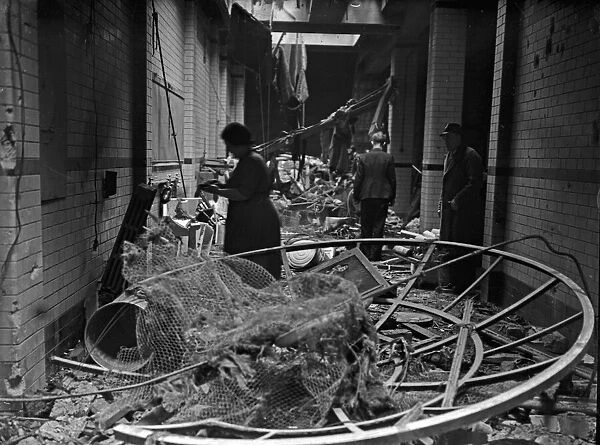 The clear up of the Kent Street Baths, Birmingham after the building suffered extensive