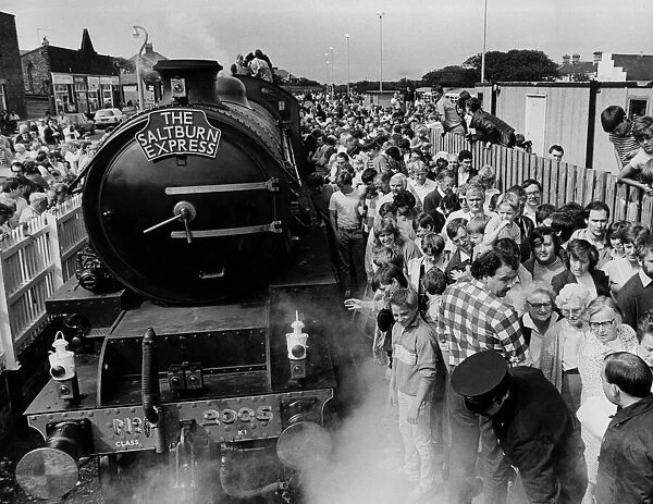 The first stream train in 20 years at Saltburn station. 17th August 1981