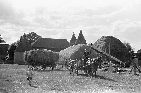 Hay making at Four Elms Leigh in Kent. 1st July 1939