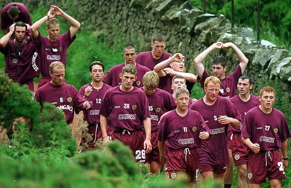 Heart of Midlothian squad during the first day of training for the new season in