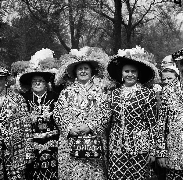Pearly Queens attend the Easter parade in Rotten Row in Hyde Park, London