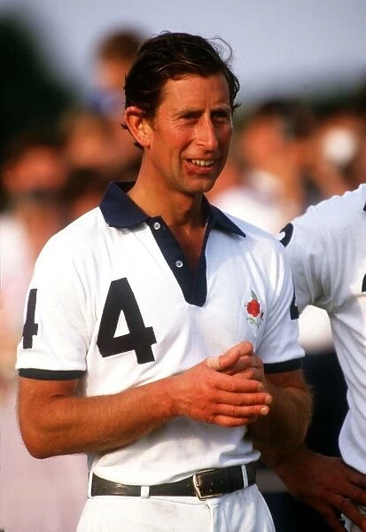 Prince Charles playing polo for England at Windsor July 1984