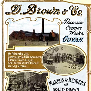 Advert, D Brown & Co, Copper Works, Govan, Scotland