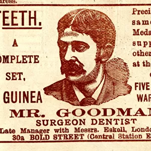 Advert, Mr Goodman, Surgeon Dentist, dentures